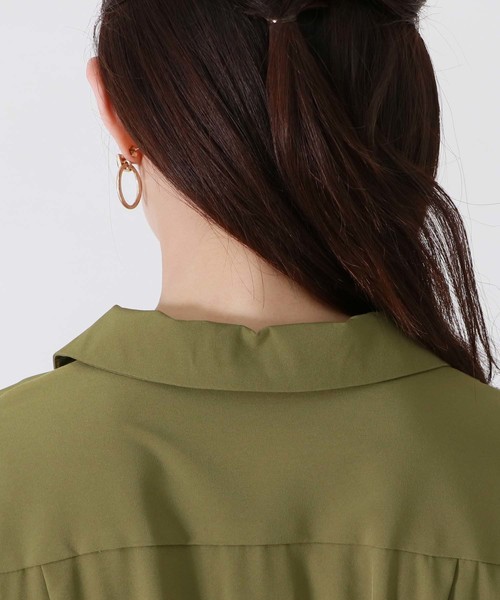 HER CLOSET（ハークローゼット）の「【HERCLOSET】ウエストギャザーシャツワンピース（シャツワンピース・レディース・ベージュ/カーキ/ピンク/グレー系その他・M）」の8枚目の写真