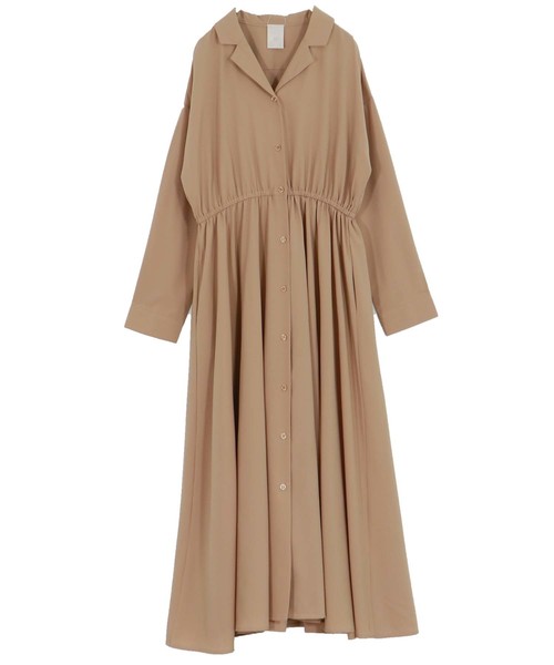 HER CLOSET（ハークローゼット）の「【HERCLOSET】ウエストギャザーシャツワンピース（シャツワンピース・レディース・ベージュ/カーキ/ピンク/グレー系その他・M）」の13枚目の写真