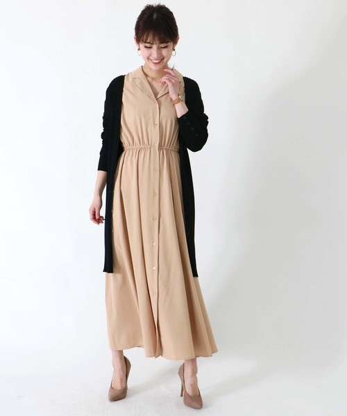 HER CLOSET（ハークローゼット）の「【HERCLOSET】ウエストギャザーシャツワンピース（シャツワンピース・レディース・ベージュ/カーキ/ピンク/グレー系その他・M）」の19枚目の写真