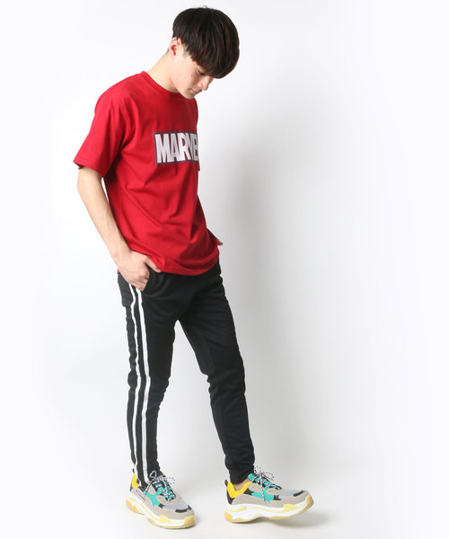 MARVEL（マーベル）の「MARVEL/マーベル ボックスロゴTシャツ（Tシャツ/カットソー・メンズ・ホワイト/ブラック/ピンク/レッド/クリーム/ライトグリーン/ブルー/ターコイズブルー・M/L/LL）」の12枚目の写真