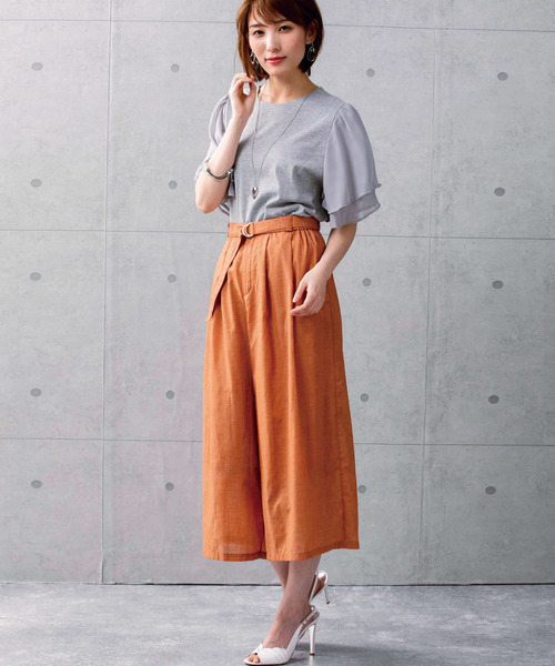 BELLUNA（ベルーナ）の「シャンブレー素材ワイドパンツ５１丈（その他パンツ・レディース・ネイビー/ピンク系その他/レッド系その他・SMALL/MEDIUM/LARGE/X-LARGE）」の11枚目の写真