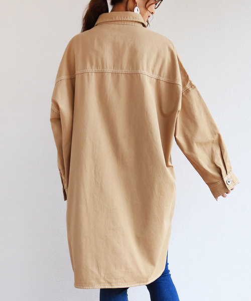 andme(アンドミー)の「コットンツイルロング丈ミリタリージャケット(ミリタリージャケット・レディース・カーキ/ネイビー/ブラック/ベージュ・M)」の11枚目の写真