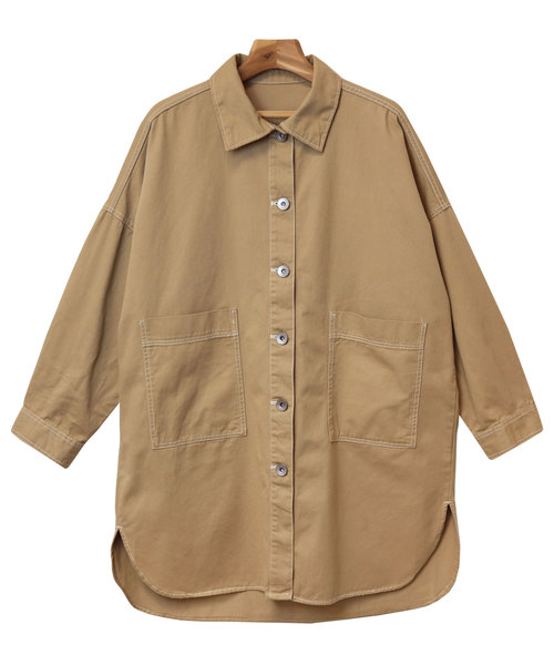 andme(アンドミー)の「コットンツイルロング丈ミリタリージャケット(ミリタリージャケット・レディース・カーキ/ネイビー/ブラック/ベージュ・M)」の17枚目の写真