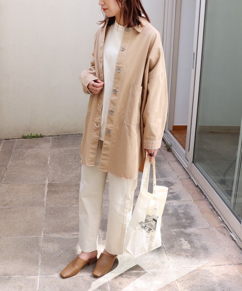 andme(アンドミー)の「コットンツイルロング丈ミリタリージャケット(ミリタリージャケット・レディース・カーキ/ネイビー/ブラック/ベージュ・M)」の20枚目の写真