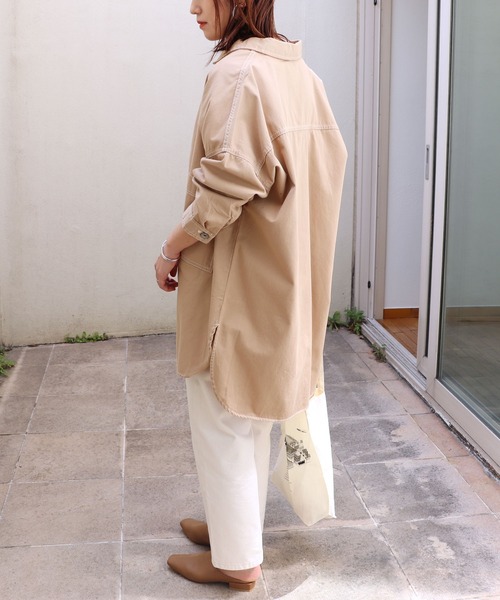 andme(アンドミー)の「コットンツイルロング丈ミリタリージャケット(ミリタリージャケット・レディース・カーキ/ネイビー/ブラック/ベージュ・M)」の21枚目の写真