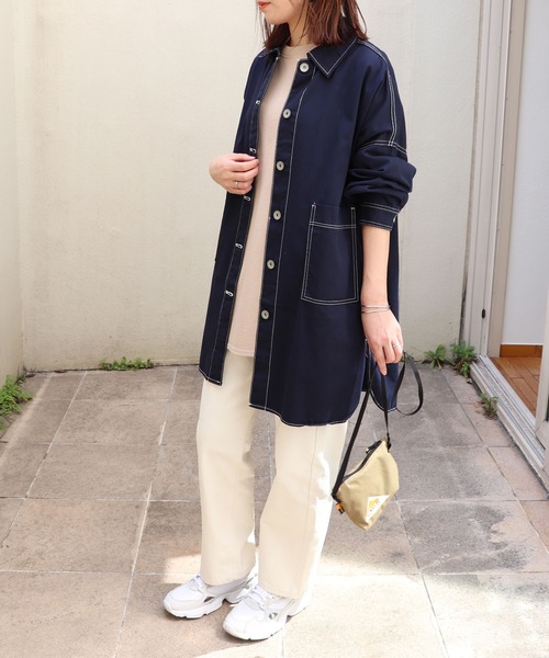 andme(アンドミー)の「コットンツイルロング丈ミリタリージャケット(ミリタリージャケット・レディース・カーキ/ネイビー/ブラック/ベージュ・M)」の22枚目の写真