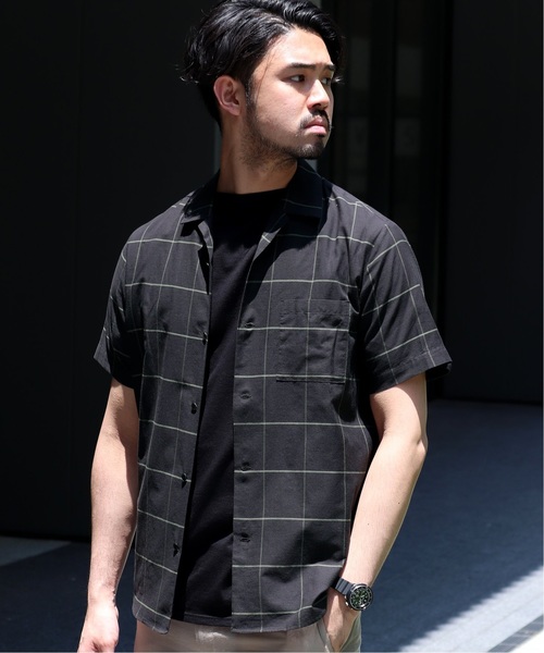 EDIFICE（エディフィス）の「コットンシルク チェックオープン シャツ（シャツ/ブラウス・メンズ・ブラック/ネイビー/マスタード・SMALL/MEDIUM/LARGE/X-LARGE）」の2枚目の写真