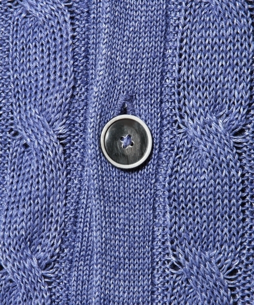 green label relaxing(グリーンレーベルリラクシング)の「LINEN CABLE V/カーディガン 7G ◆(カーディガン/ボレロ・メンズ・オフホワイト/コバルトブルー・SMALL/MEDIUM/LARGE)」の9枚目の写真