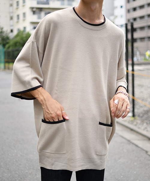 kutir（クティール）の「配色ポケットニット（ニット/セーター・メンズ・ブラック/ベージュ/ブラウン・MEDIUM/LARGE）」の20枚目の写真