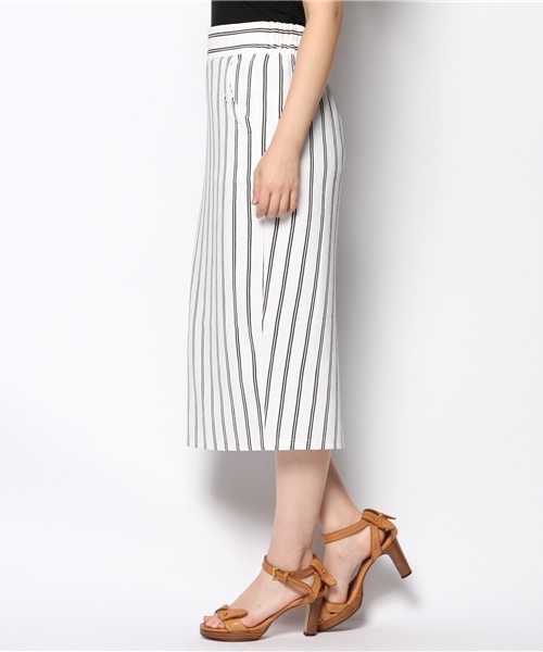 WEGO（ウィゴー）の「WEGO/ストライプタックペンシルスカート（スカート・レディース・ライトピンク/オフホワイト/ネイビー・FREE）」の4枚目の写真