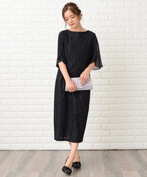 Lace Ladies | シースルーフレア袖×花柄総レースフォーマルワンピース･ドレス(ドレス)