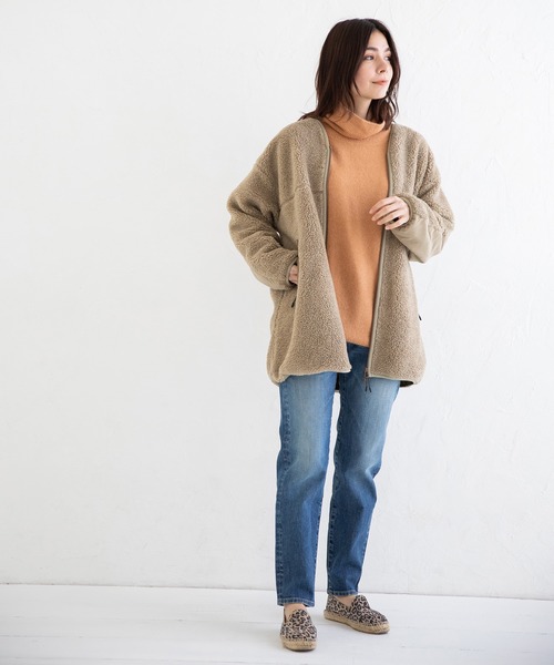 Munich(ミューニック)の「イタリートスカーナボア ノーカラージップブルゾン(ブルゾン・レディース・アイボリー/ダークブラウン/ベージュ・XS/S)」の13枚目の写真