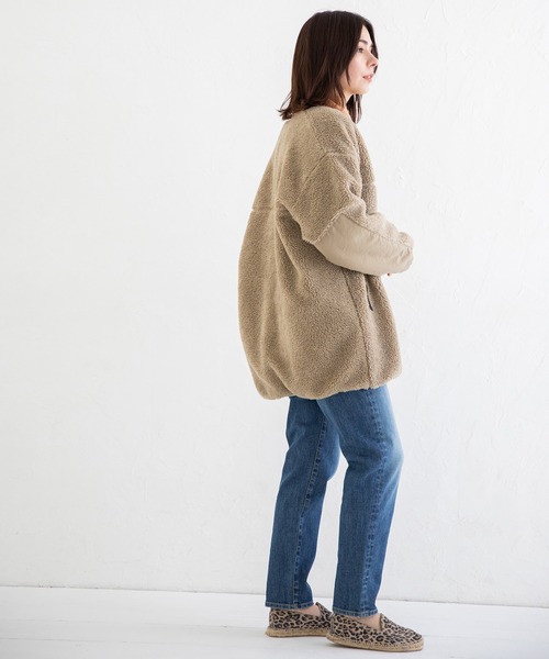 Munich(ミューニック)の「イタリートスカーナボア ノーカラージップブルゾン(ブルゾン・レディース・アイボリー/ダークブラウン/ベージュ・XS/S)」の10枚目の写真