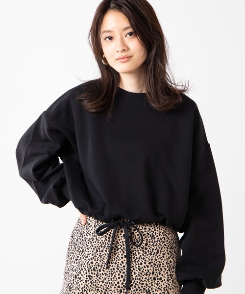 WEGO（ウィゴー）の「WEGO/ドロストショートスウェット（スウェット・レディース・ベージュ/ブラック/パープル/ピンク/アイボリー・FREE）」の3枚目の写真