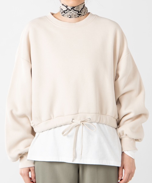 WEGO（ウィゴー）の「WEGO/ドロストショートスウェット（スウェット・レディース・ベージュ/ブラック/パープル/ピンク/アイボリー・FREE）」の22枚目の写真