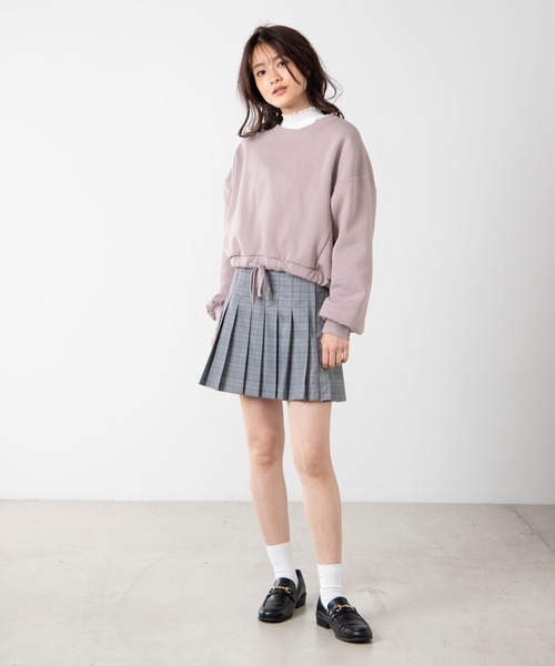 WEGO（ウィゴー）の「WEGO/ドロストショートスウェット（スウェット・レディース・ベージュ/ブラック/パープル/ピンク/アイボリー・FREE）」の14枚目の写真