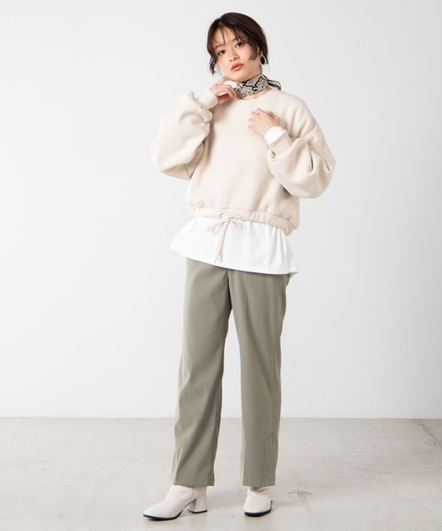 WEGO（ウィゴー）の「WEGO/ドロストショートスウェット（スウェット・レディース・ベージュ/ブラック/パープル/ピンク/アイボリー・FREE）」の6枚目の写真