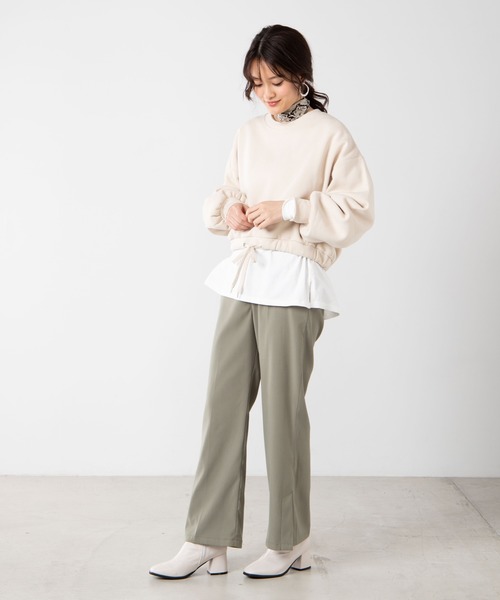 WEGO（ウィゴー）の「WEGO/ドロストショートスウェット（スウェット・レディース・ベージュ/ブラック/パープル/ピンク/アイボリー・FREE）」の7枚目の写真