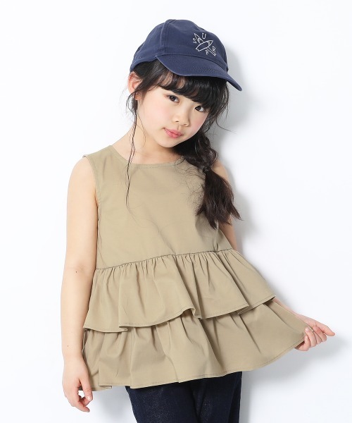 devirock（デビロック）の「ティアードノースリーブブラウス（シャツ/ブラウス・キッズ・ブラック/マスタード/ダークベージュ/テラコッタ・100cm/120cm/130cm/140cm/110cm/150cm/160cm）」の3枚目の写真