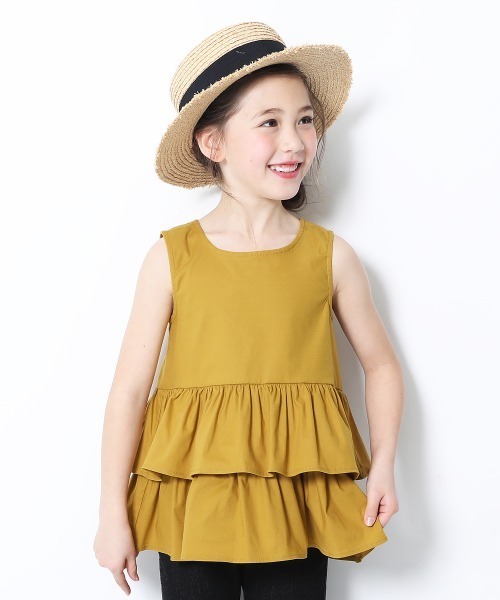 devirock（デビロック）の「ティアードノースリーブブラウス（シャツ/ブラウス・キッズ・ブラック/マスタード/ダークベージュ/テラコッタ・100cm/120cm/130cm/140cm/110cm/150cm/160cm）」の4枚目の写真