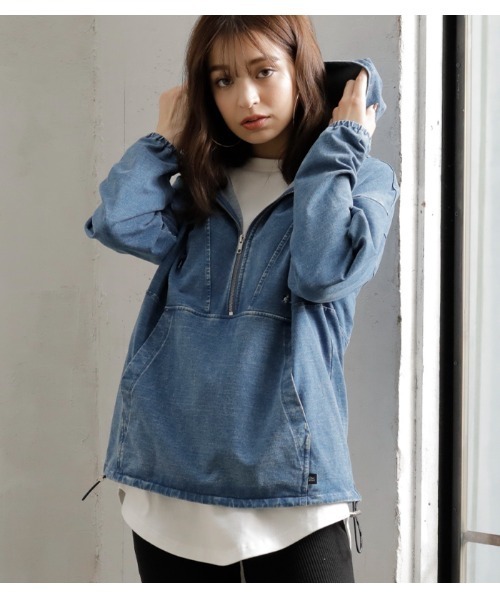 KANGOL(カンゴール)の「【KANGOL EXTRA COMFORT(カンゴール エクストラ コンフォート)】ハーフジップパーカー(パーカー)」|サックスブルー