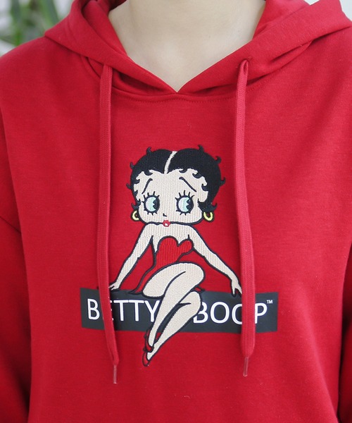 BETTY BOOP(ベティ・ブープ)の「【BETTY BOOP】ベティちゃん 裏毛 プルオーバーパーカー フーディ(パーカー・レディース・ベージュ/ネイビー/レッド/オフホワイト/ブルー/ホワイト系その他/ブラック系その他/杢グレー/グレー系その他/ブルー系その他/スミクロ/グレー系その他2・M/L)」の17枚目の写真