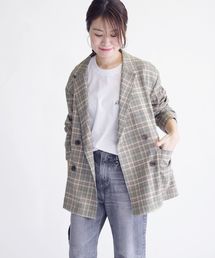 SHIPS for women casual�i�V�b�v�X�t�H�[�E�B�����J�W���A���j�́u�`�F�b�N�_�u���W���P�b�g���i�e�[���[�h�W���P�b�g�j�v