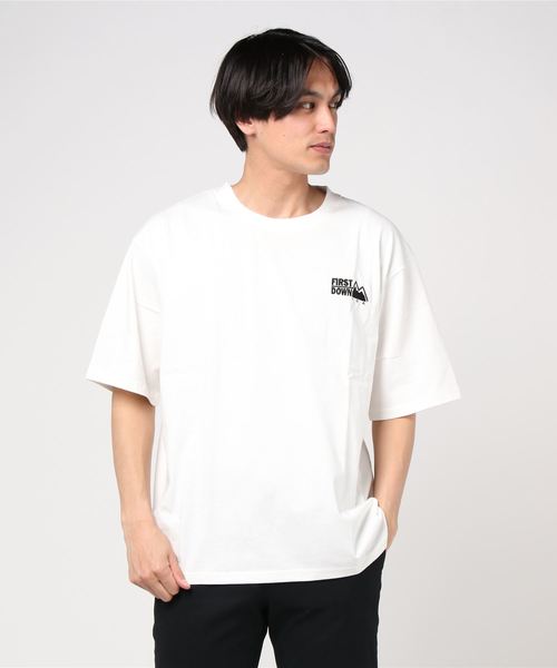 FIRST DOWN(ファーストダウン)の「ファーストダウン FIRST DOWN 天竺ワンポイントTシャツ(Tシャツ/カットソー・メンズ・ブラック/ホワイト・L/M/XL)」の2枚目の写真