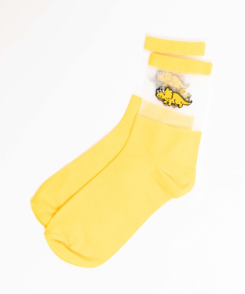 WEGO（ウィゴー）の「WEGO/ザウルスワンポイントシースルーソックス（ソックス/靴下・レディース・ブルー/レッド/イエロー/グリーン・FREE）」の3枚目の写真