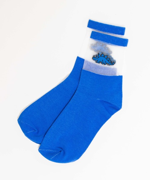 WEGO（ウィゴー）の「WEGO/ザウルスワンポイントシースルーソックス（ソックス/靴下・レディース・ブルー/レッド/イエロー/グリーン・FREE）」の2枚目の写真