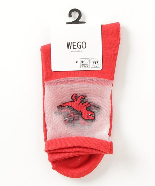 WEGO（ウィゴー）の「WEGO/ザウルスワンポイントシースルーソックス（ソックス/靴下・レディース・ブルー/レッド/イエロー/グリーン・FREE）」の11枚目の写真