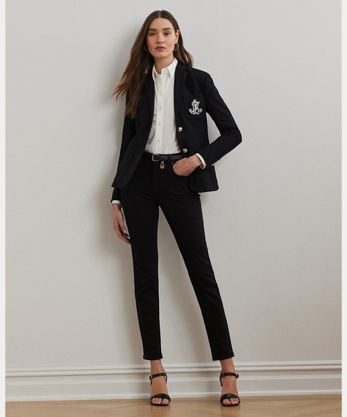 美品LARALPHLAUREN テーラードジャケット XS 刺繍ロゴ ジャガード 美品LARALPHLAUREN テーラードジャケット XS 刺繍ロゴ ジャガード 美品