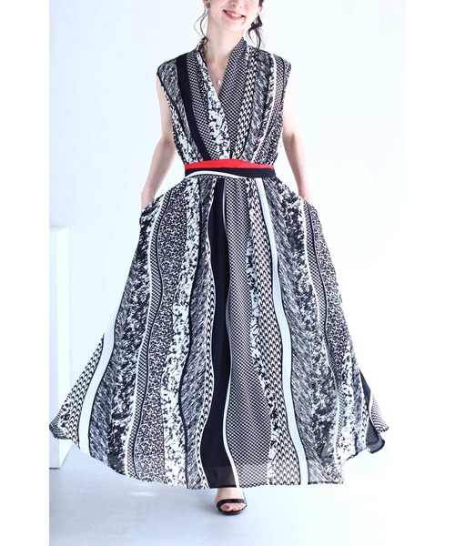 在庫即納中 赤いリボンがポイント 柄合わせスカーフロングワンピース ワンピース Cawaii カワイイ のファッション 30 オフセール Restoran Brus Com