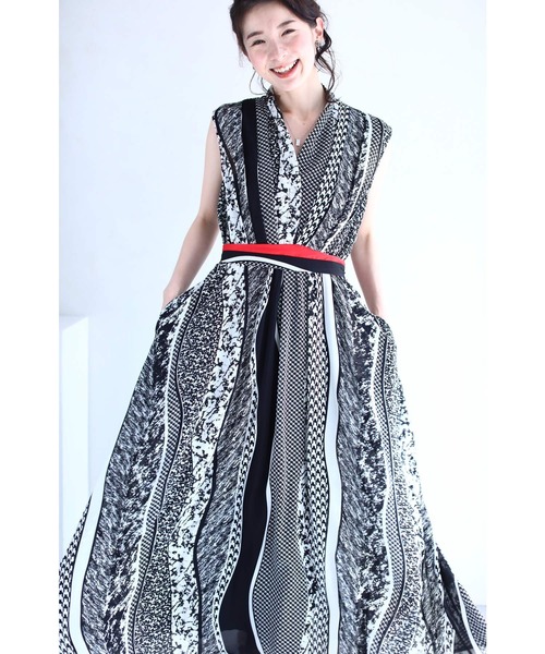 在庫即納中 赤いリボンがポイント 柄合わせスカーフロングワンピース ワンピース Cawaii カワイイ のファッション 30 オフセール Restoran Brus Com