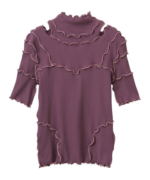 Candy Stripper（キャンディストリッパー）の「JOINED RIB H/S トップス（Tシャツ/カットソー・レディース・アイボリー/ブラック/ピンク・2）」の4枚目の写真