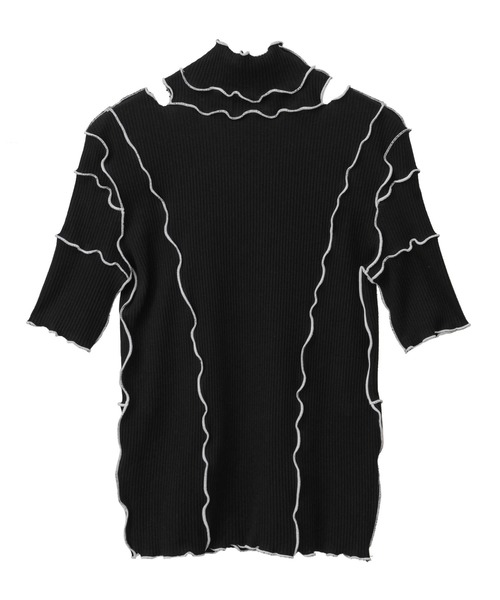 Candy Stripper（キャンディストリッパー）の「JOINED RIB H/S トップス（Tシャツ/カットソー・レディース・アイボリー/ブラック/ピンク・2）」の11枚目の写真