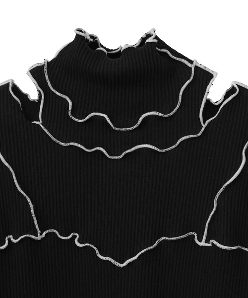 Candy Stripper（キャンディストリッパー）の「JOINED RIB H/S トップス（Tシャツ/カットソー・レディース・アイボリー/ブラック/ピンク・2）」の5枚目の写真