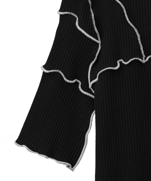 Candy Stripper（キャンディストリッパー）の「JOINED RIB H/S トップス（Tシャツ/カットソー・レディース・アイボリー/ブラック/ピンク・2）」の8枚目の写真