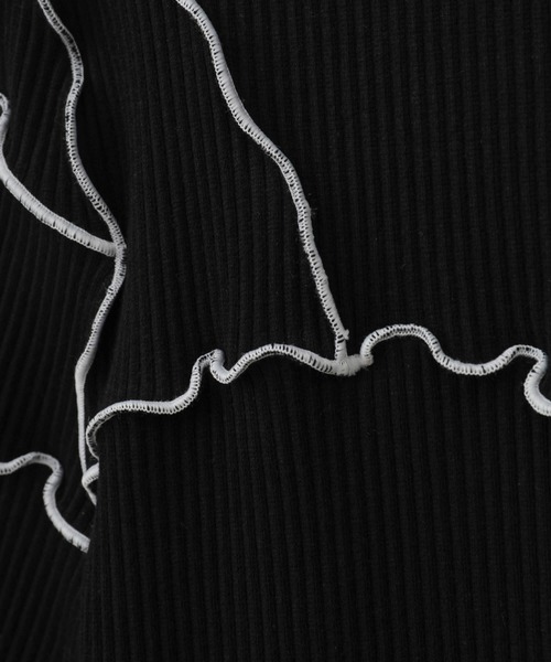 Candy Stripper（キャンディストリッパー）の「JOINED RIB H/S トップス（Tシャツ/カットソー・レディース・アイボリー/ブラック/ピンク・2）」の13枚目の写真