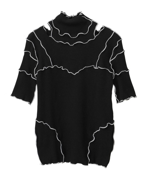 Candy Stripper（キャンディストリッパー）の「JOINED RIB H/S トップス（Tシャツ/カットソー・レディース・アイボリー/ブラック/ピンク・2）」の14枚目の写真