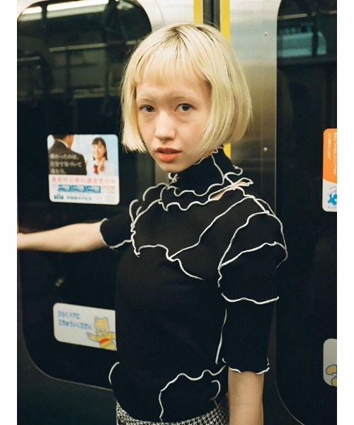 Candy Stripper（キャンディストリッパー）の「JOINED RIB H/S トップス（Tシャツ/カットソー・レディース・アイボリー/ブラック/ピンク・2）」の16枚目の写真