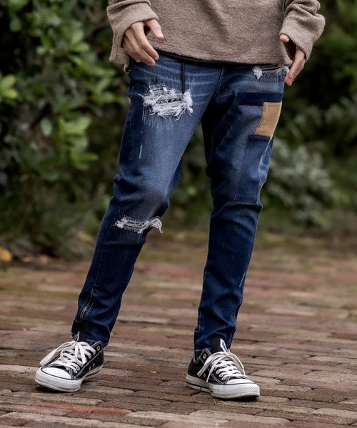 CAMBIO（カンビオ）の「mp8263-Stretch Repair Skinny Denim Zip Rib