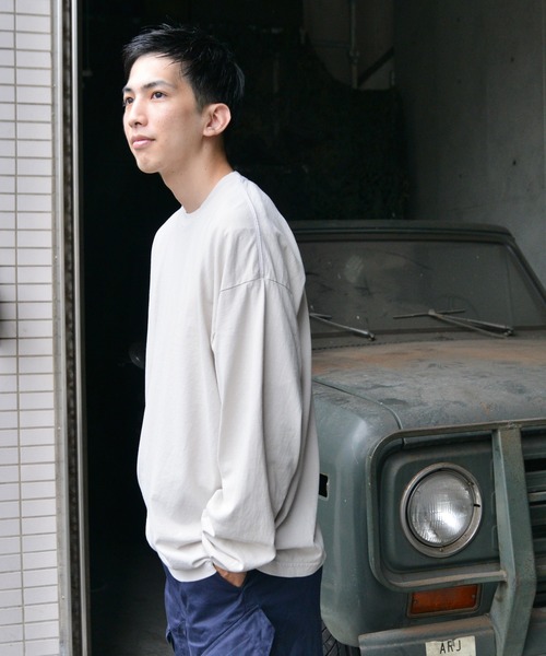 LOS ANGELES APPAREL(ロサンゼルスアパレル)の「ロサンゼルス アパレル 6.5オンス ガーメント ダイ クルーネックロングTシャツ(Tシャツ/カットソー・メンズ・ホワイト/ブラック/グレー/ミント/レッド/イエロー/オレンジ/ブルー/ネイビー・L/XL/M/S)」の14枚目の写真