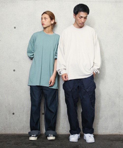 LOS ANGELES APPAREL(ロサンゼルスアパレル)の「ロサンゼルス アパレル 6.5オンス ガーメント ダイ クルーネックロングTシャツ(Tシャツ/カットソー・メンズ・ホワイト/ブラック/グレー/ミント/レッド/イエロー/オレンジ/ブルー/ネイビー・L/XL/M/S)」の17枚目の写真