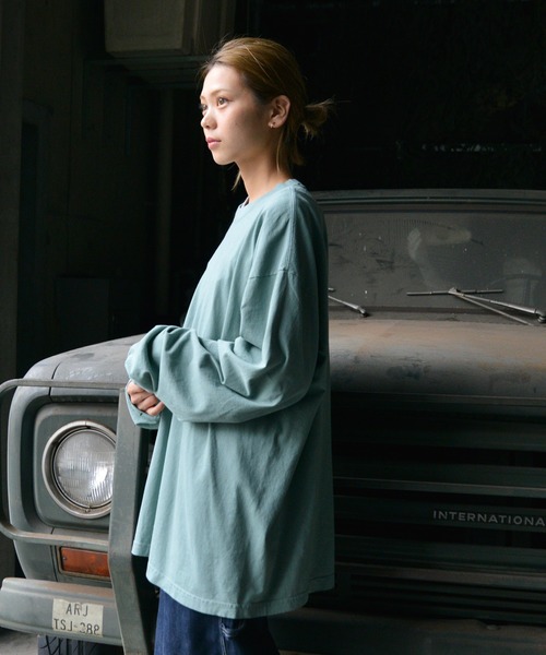 LOS ANGELES APPAREL(ロサンゼルスアパレル)の「ロサンゼルス アパレル 6.5オンス ガーメント ダイ クルーネックロングTシャツ(Tシャツ/カットソー・メンズ・ホワイト/ブラック/グレー/ミント/レッド/イエロー/オレンジ/ブルー/ネイビー・L/XL/M/S)」の18枚目の写真