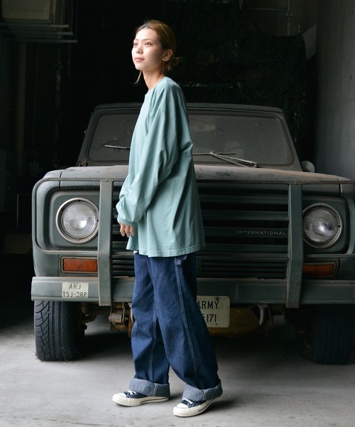 LOS ANGELES APPAREL(ロサンゼルスアパレル)の「ロサンゼルス アパレル 6.5オンス ガーメント ダイ クルーネックロングTシャツ(Tシャツ/カットソー・メンズ・ホワイト/ブラック/グレー/ミント/レッド/イエロー/オレンジ/ブルー/ネイビー・L/XL/M/S)」の19枚目の写真