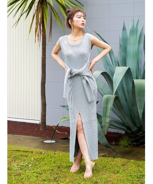 Darich(ダーリッチ)の「ウエストマークニットワンピース(ワンピース・レディース・イエロー/ピンク/サックスブルー/ブラック/オレンジ・FREE)」の3枚目の写真