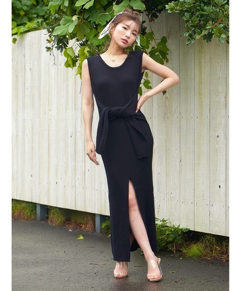 Darich(ダーリッチ)の「ウエストマークニットワンピース(ワンピース・レディース・イエロー/ピンク/サックスブルー/ブラック/オレンジ・FREE)」の1枚目の写真