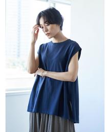 バックドレープフレンチスリーブニットプルオーバー *