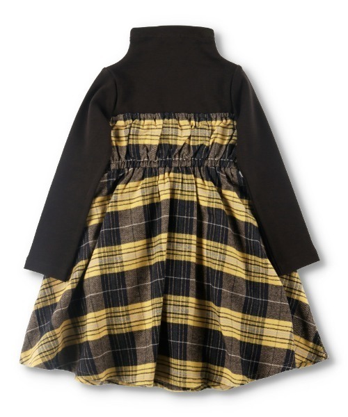 BRANSHES（ブランシェス）の「チェック柄ドッキングワンピース（ワンピース・キッズ・ベージュ/ネイビー・80ｃｍ/100cm/110cm/150cm/140cm/120cm/90cm/130cm）」の4枚目の写真